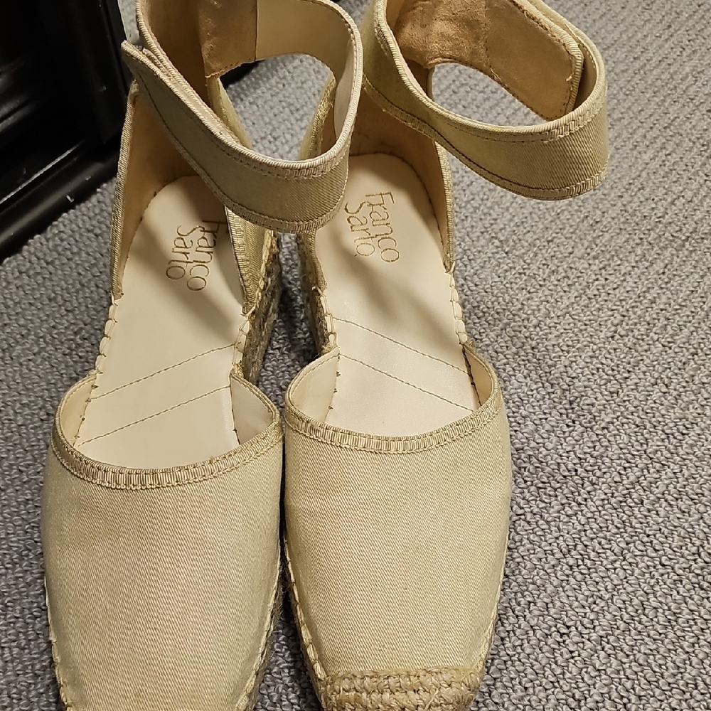 Franco Sarto Beige Espadrille Wedges